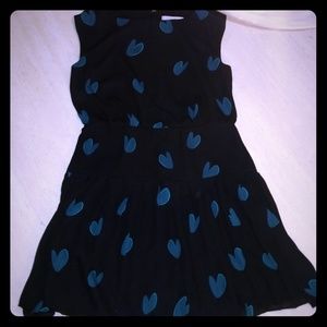 ANNE TAYLOR LOFT 8 BLACK AND EMERALD GREEN DRESS